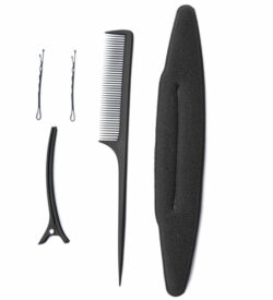 The Hair Style Set was developed for women to use with our LOX Synthetic Extension Products. These hair accessories come complete with a tail comb, foam styling pad, 2 bobby pins, and a hair clip.